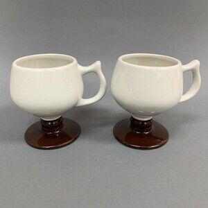 Vintage Hall Footed Cups Mugs Mid-Century Modern Brown 2274 Lot of 2